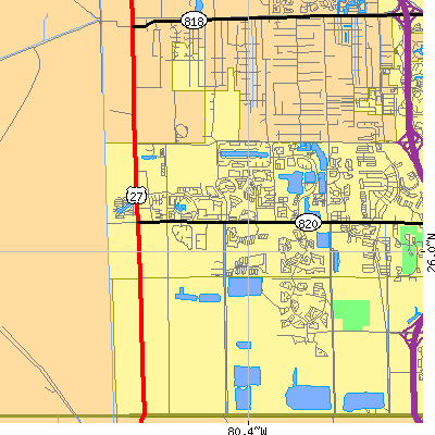 Zip code 33029 close-up map