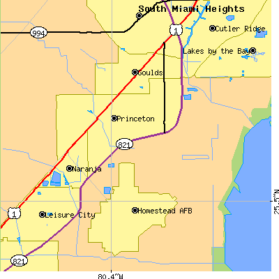 Zip code 33032 close-up map