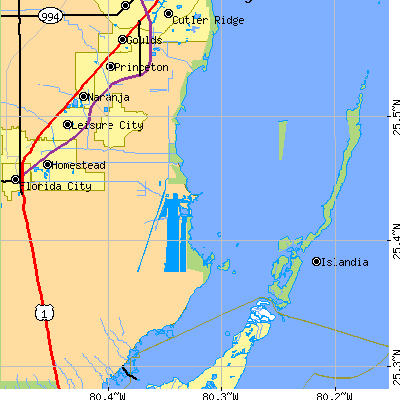 Zip code 33033 close-up map