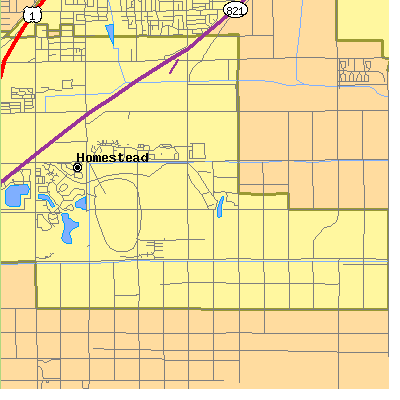 Zip code 33035 close-up map