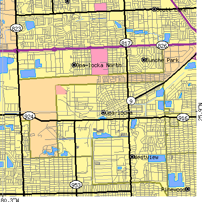 Zip code 33054 close-up map