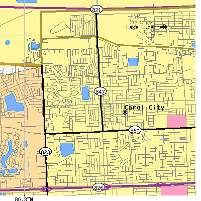 Zip code 33055 close-up map