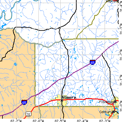 Zip code 36502 close-up map