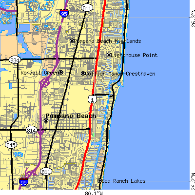 Zip code 33062 close-up map