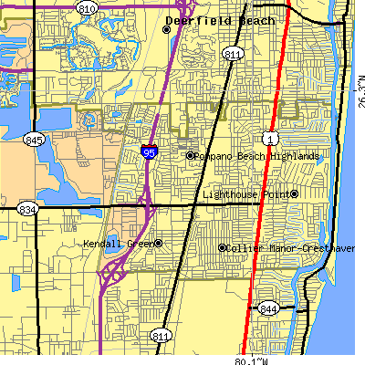 Zip code 33064 close-up map