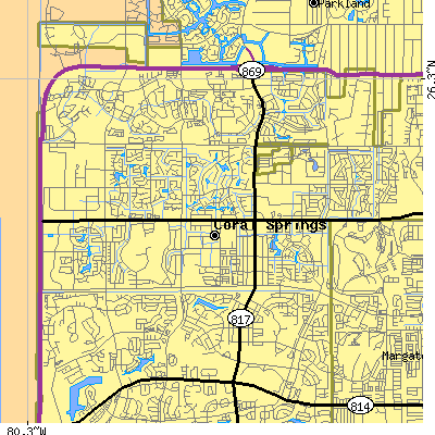Zip code 33065 close-up map