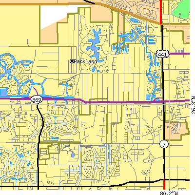 Zip code 33067 close-up map