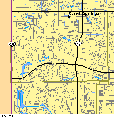 Zip code 33071 close-up map