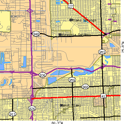 Zip code 33126 close-up map