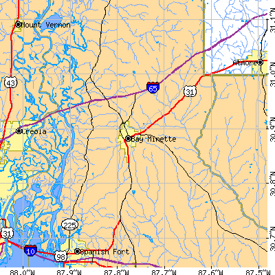 Zip code 36507 close-up map