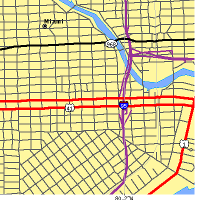 Zip code 33130 close-up map