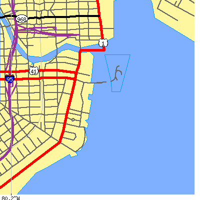 Zip code 33131 close-up map