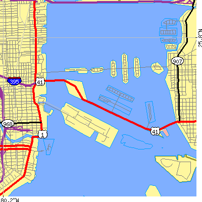 Zip code 33132 close-up map