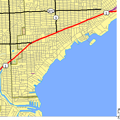 Zip code 33133 close-up map