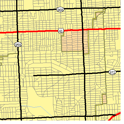 Zip code 33134 close-up map