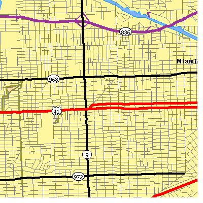 Zip code 33135 close-up map