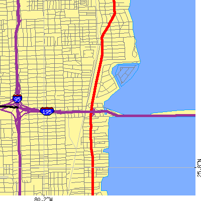 Zip code 33137 close-up map