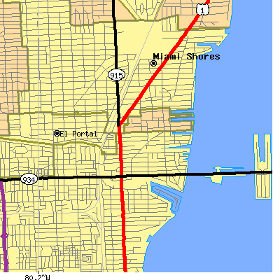 Zip code 33138 close-up map