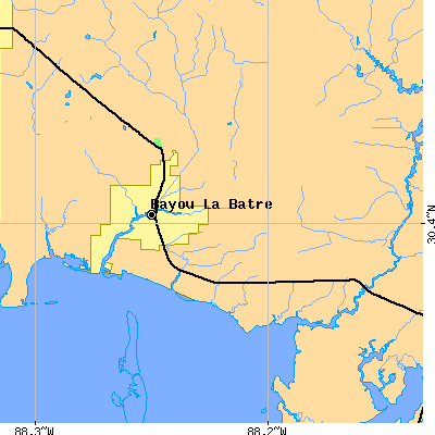 Zip code 36509 close-up map