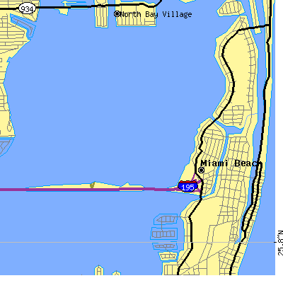 Zip code 33140 close-up map
