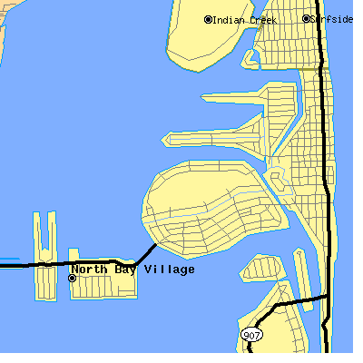 Zip code 33141 close-up map
