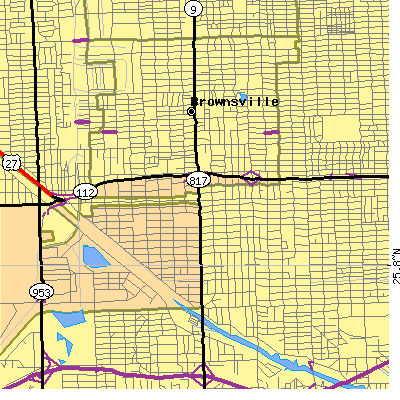 Zip code 33142 close-up map