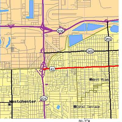 Zip code 33144 close-up map