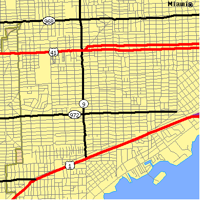 Zip code 33145 close-up map