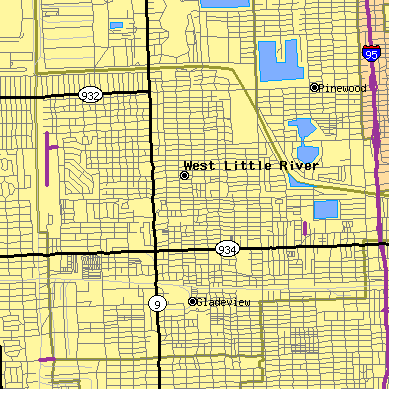 Zip code 33147 close-up map