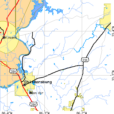 Zip code 35014 close-up map