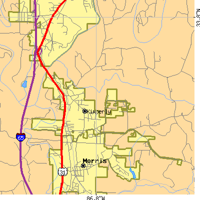 Zip code 35091 close-up map
