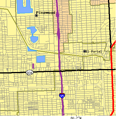 Zip code 33150 close-up map