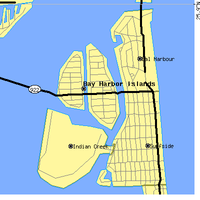Zip code 33154 close-up map