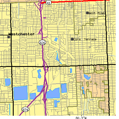 Zip code 33155 close-up map