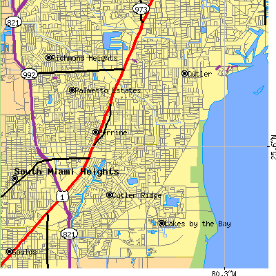 Zip code 33157 close-up map