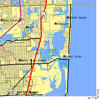 Zip code 33160 close-up map