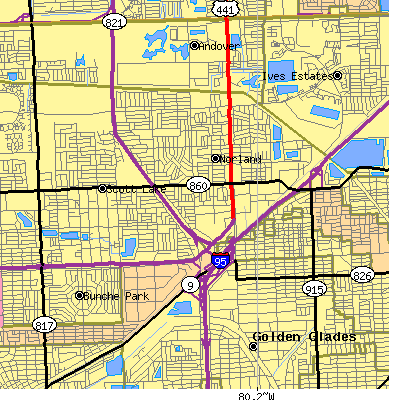 Zip code 33169 close-up map