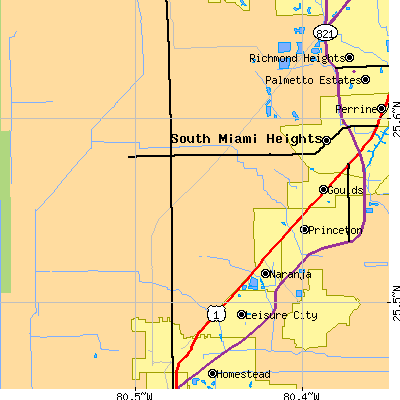 Zip code 33170 close-up map
