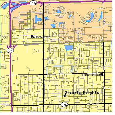 Zip code 33174 close-up map