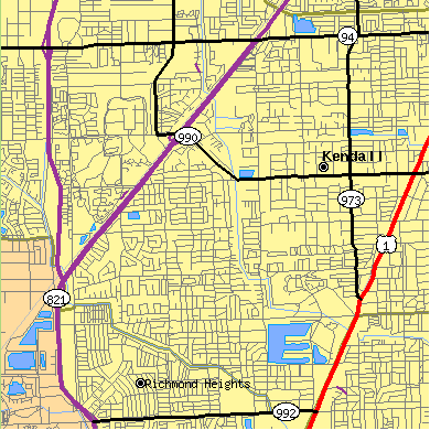 Zip code 33176 close-up map