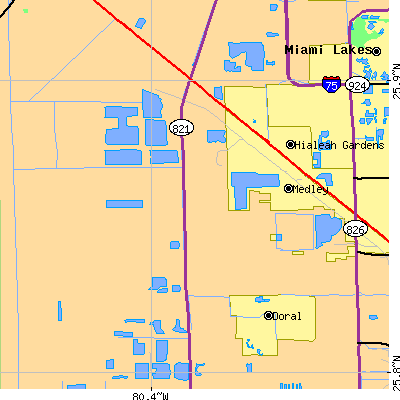 Zip code 33178 close-up map
