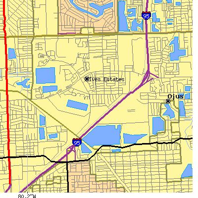Zip code 33179 close-up map