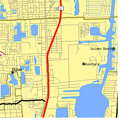 Zip code 33180 close-up map