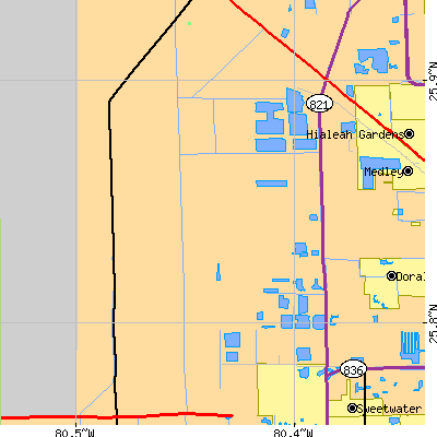 Zip code 33182 close-up map