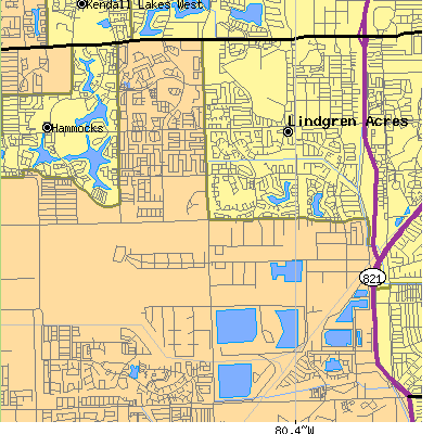 Zip code 33186 close-up map