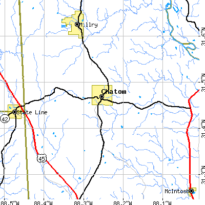 Zip code 36518 close-up map