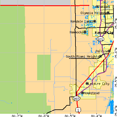 Zip code 33196 close-up map