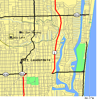 Zip code 33305 close-up map