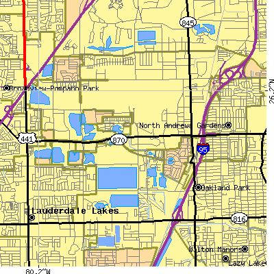 Zip code 33309 close-up map