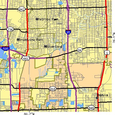 Zip code 33312 close-up map